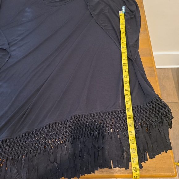 Dotti Black Wide Sleeve Lattice Fringe Hem Dress - Picture 9 of 10